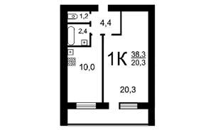 1-к квартира, на длительный срок, 38м2, 8/12 этаж