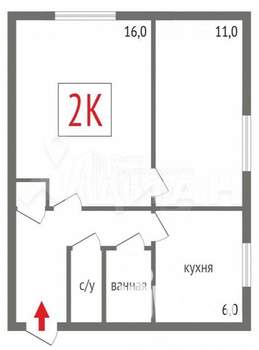 2-к квартира, на длительный срок, 42м2, 4/9 этаж