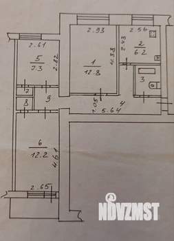 3-к квартира, вторичка, 54м2, 2/4 этаж