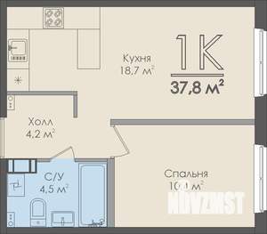1-к квартира, строящийся дом, 38м2, 9/12 этаж