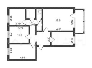 4-к квартира, вторичка, 80м2, 2/9 этаж