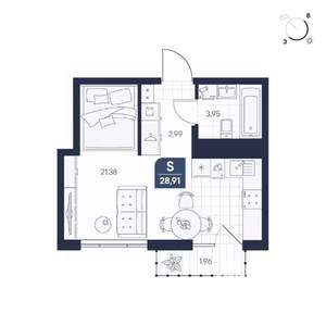 Студия квартира, строящийся дом, 29м2, 5/8 этаж