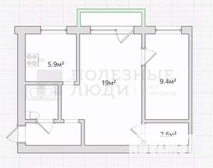 2-к квартира, вторичка, 43м2, 3/5 этаж