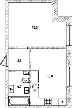 1-к квартира, строящийся дом, 36м2, 1/12 этаж