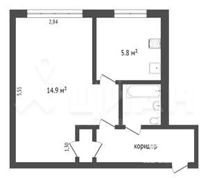 1-к квартира, вторичка, 32м2, 4/5 этаж