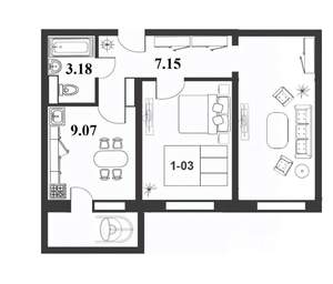 2-к квартира, строящийся дом, 56м2, 1/9 этаж