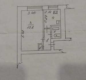 1-к квартира, вторичка, 30м2, 3/5 этаж