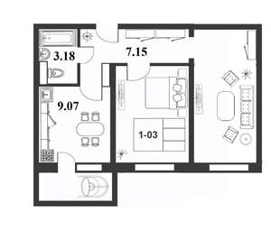 2-к квартира, строящийся дом, 56м2, 8/9 этаж