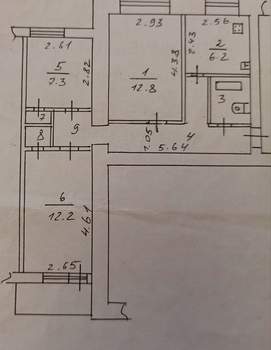 3-к квартира, вторичка, 54м2, 2/4 этаж