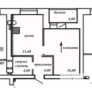 1-к квартира, сданный дом, 37м2, 9/9 этаж