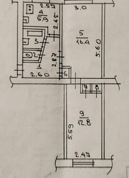 2-к квартира, вторичка, 43м2, 1/5 этаж