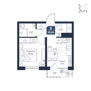 1-к квартира, строящийся дом, 30м2, 8/8 этаж