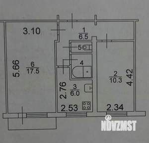 2-к квартира, вторичка, 44м2, 4/5 этаж