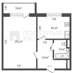 1-к квартира, вторичка, 39м2, 3/9 этаж