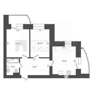 2-к квартира, вторичка, 58м2, 9/9 этаж