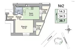 1-к квартира, строящийся дом, 34м2, 6/7 этаж