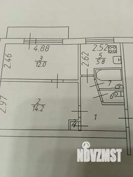 2-к квартира, вторичка, 40м2, 5/5 этаж