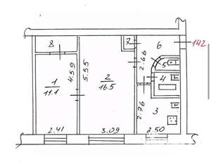 2-к квартира, вторичка, 43м2, 2/5 этаж
