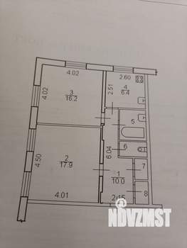 2-к квартира, вторичка, 56м2, 2/2 этаж