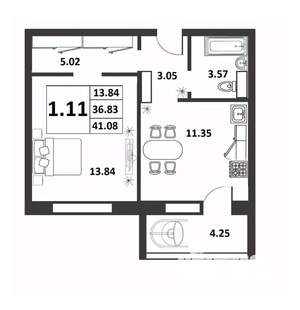 1-к квартира, строящийся дом, 37м2, 9/9 этаж