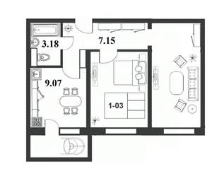 2-к квартира, строящийся дом, 56м2, 7/9 этаж