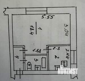 1-к квартира, вторичка, 30м2, 4/4 этаж