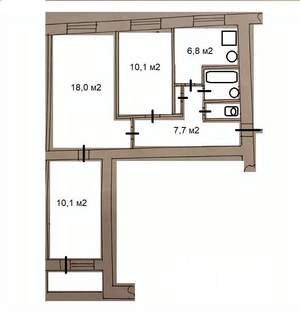 3-к квартира, вторичка, 57м2, 7/9 этаж