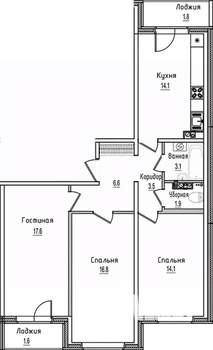 3-к квартира, строящийся дом, 81м2, 3/12 этаж