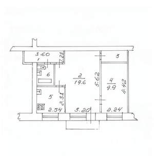 2-к квартира, вторичка, 46м2, 4/4 этаж