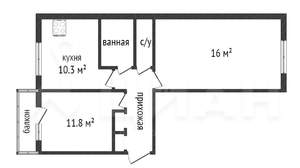 2-к квартира, вторичка, 50м2, 1/5 этаж