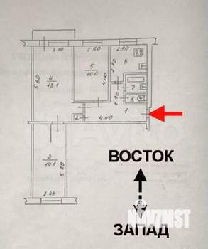 3-к квартира, вторичка, 60м2, 5/5 этаж