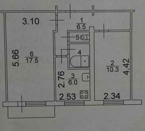 2-к квартира, вторичка, 44м2, 4/5 этаж