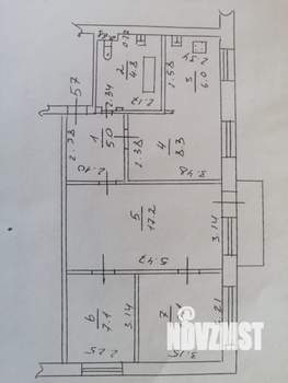 3-к квартира, вторичка, 59м2, 2/5 этаж