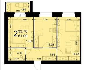 2-к квартира, вторичка, 61м2, 4/9 этаж
