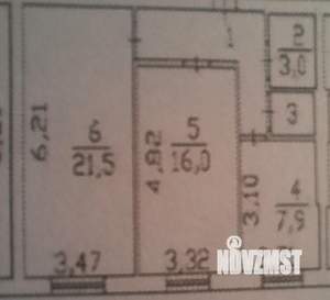 2-к квартира, вторичка, 57м2, 3/3 этаж