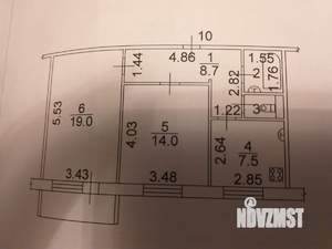 2-к квартира, вторичка, 53м2, 2/10 этаж