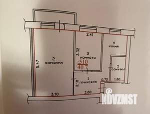 2-к квартира, вторичка, 41м2, 4/5 этаж