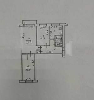 3-к квартира, вторичка, 59м2, 2/5 этаж