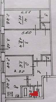 3-к квартира, вторичка, 56м2, 1/2 этаж