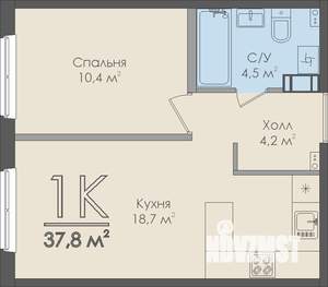 1-к квартира, строящийся дом, 38м2, 7/12 этаж