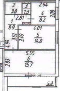 2-к квартира, вторичка, 57м2, 3/9 этаж