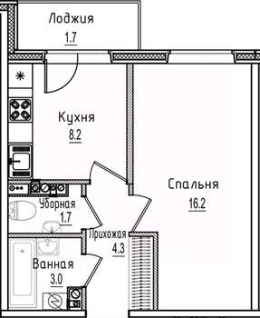 1-к квартира, строящийся дом, 35м2, 3/12 этаж