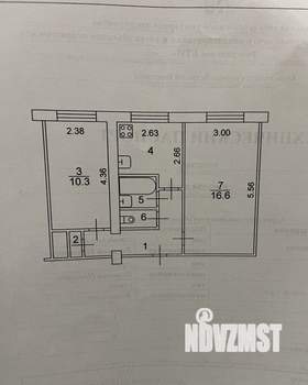 2-к квартира, вторичка, 43м2, 1/5 этаж