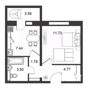 Студия квартира, строящийся дом, 29м2, 7/9 этаж