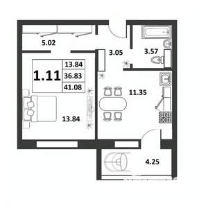 1-к квартира, строящийся дом, 37м2, 1/9 этаж