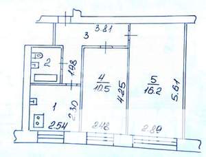 2-к квартира, вторичка, 42м2, 1/5 этаж
