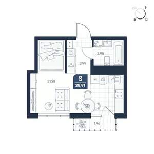 Студия квартира, строящийся дом, 29м2, 6/8 этаж