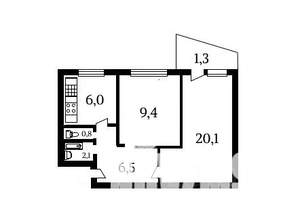 2-к квартира, вторичка, 46м2, 5/5 этаж
