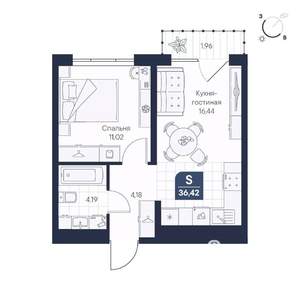 1-к квартира, строящийся дом, 36м2, 5/8 этаж