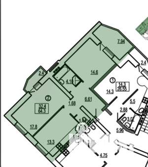 2-к квартира, вторичка, 68м2, 5/9 этаж